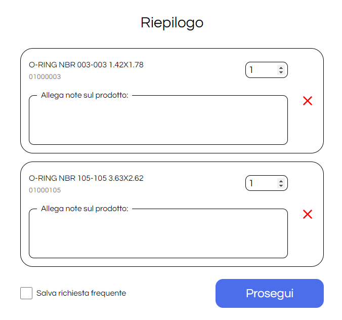Riepilogo Richiesta